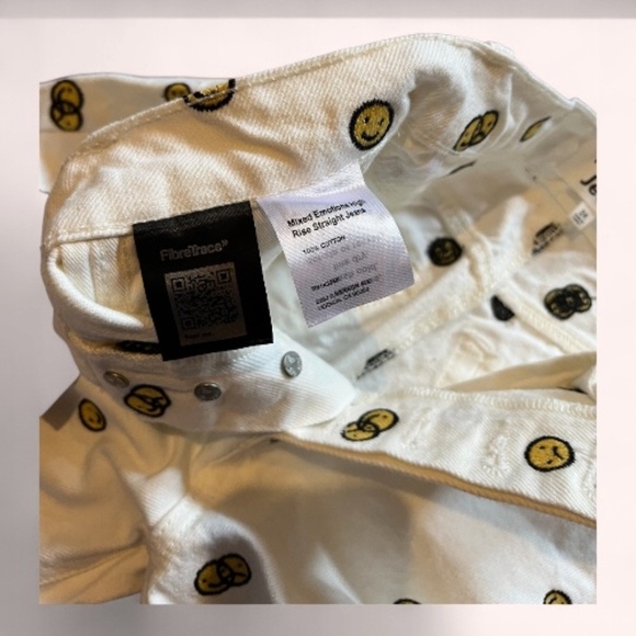 Reformation Mixed Emotions Smiley High Rise Straight Leg Cotton Jeans Sz 24 NWT - Picture 7 of 13